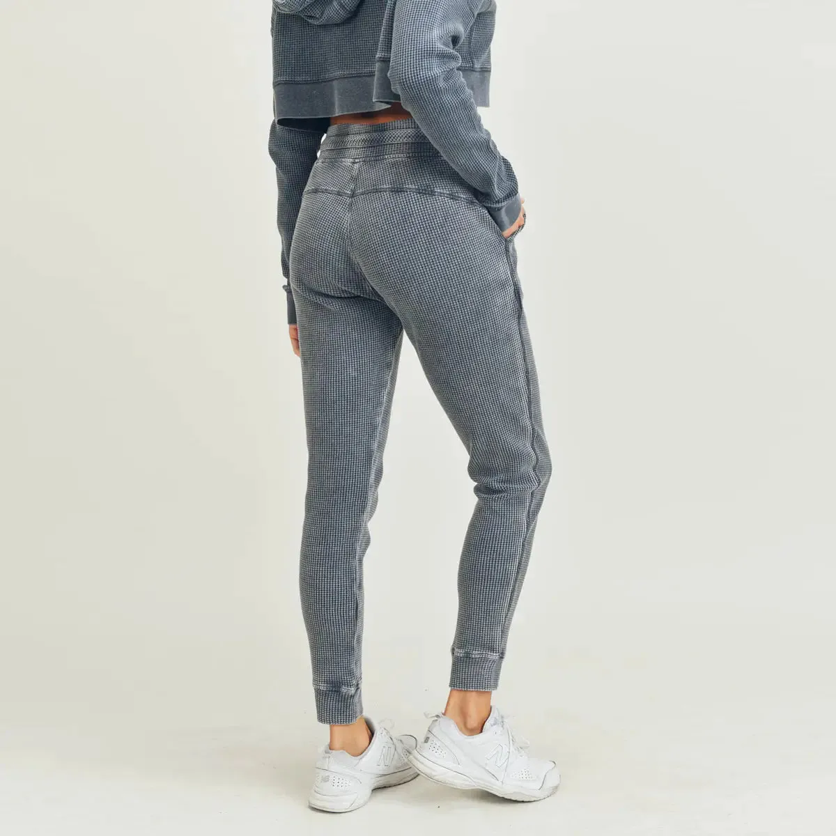 Waffled Mineral-Washed Joggers
