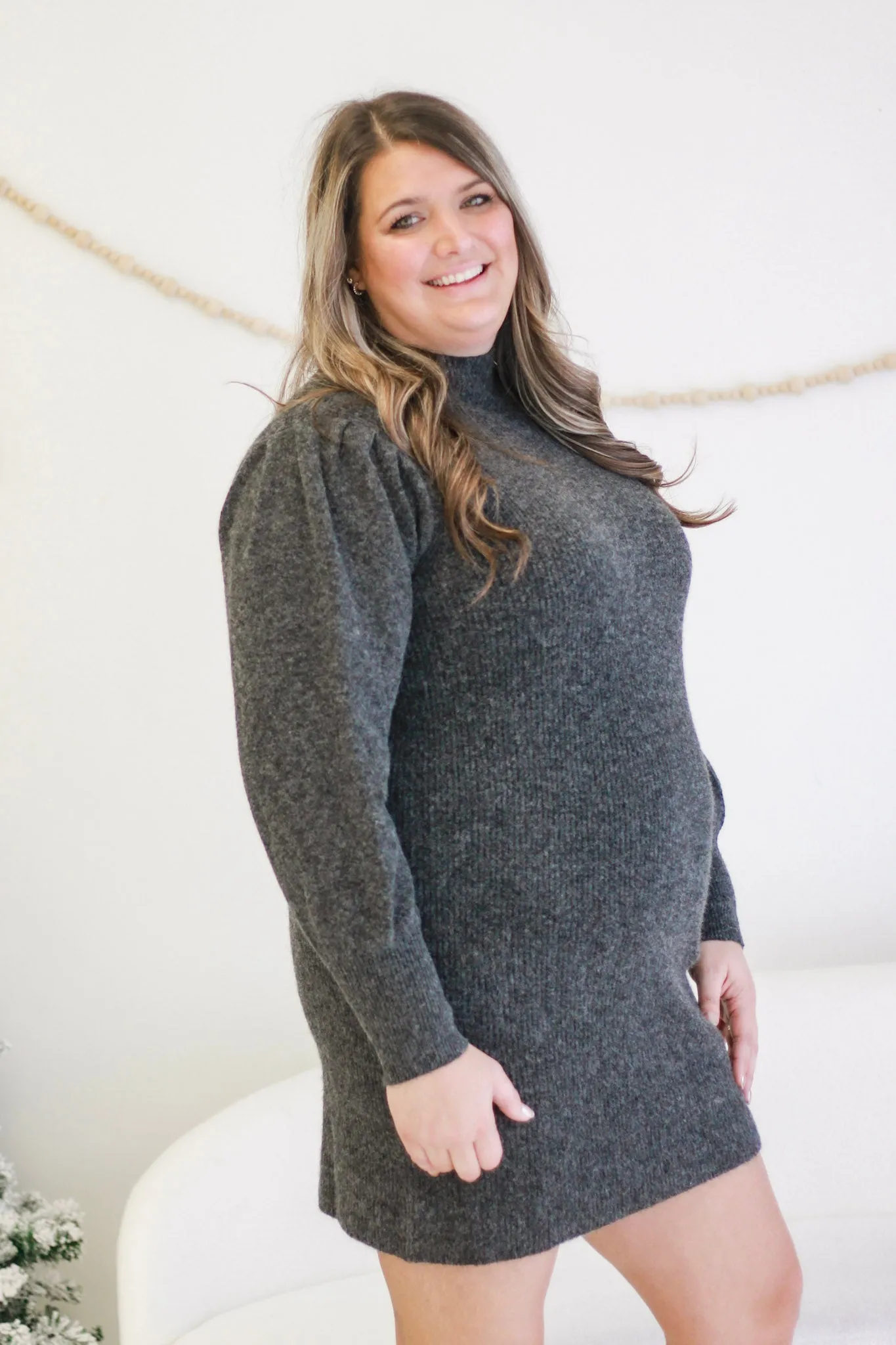 Warm for Winter Sweater Dress in Charcoal