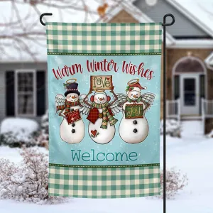 Warm Winter Wishes Snowman Garden Flag