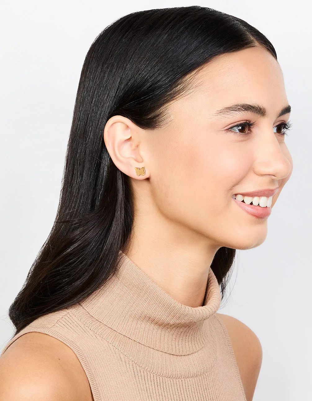 Waterproof Gold Plated Stainless Steel Butterfly Stud Earrings