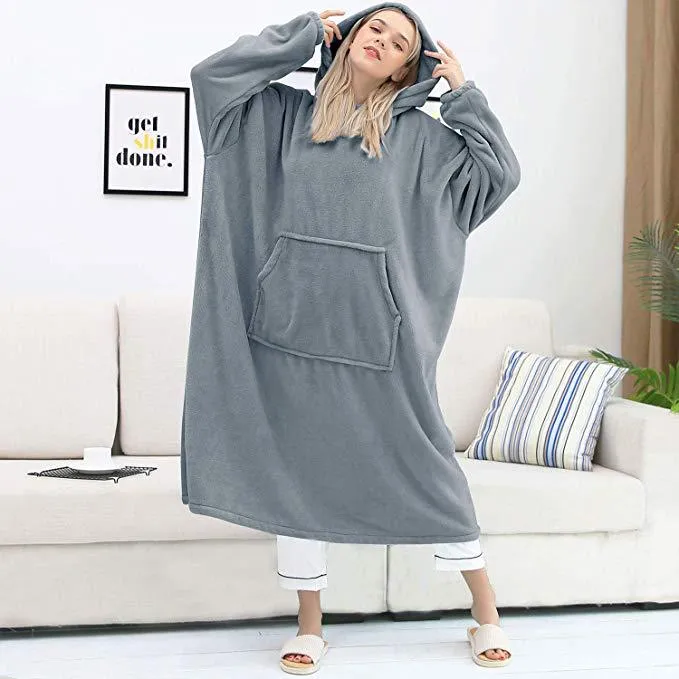 Winter Unisex Hoodie Sweatshirt Warm Pocket Plush Oversized Sweatshirt