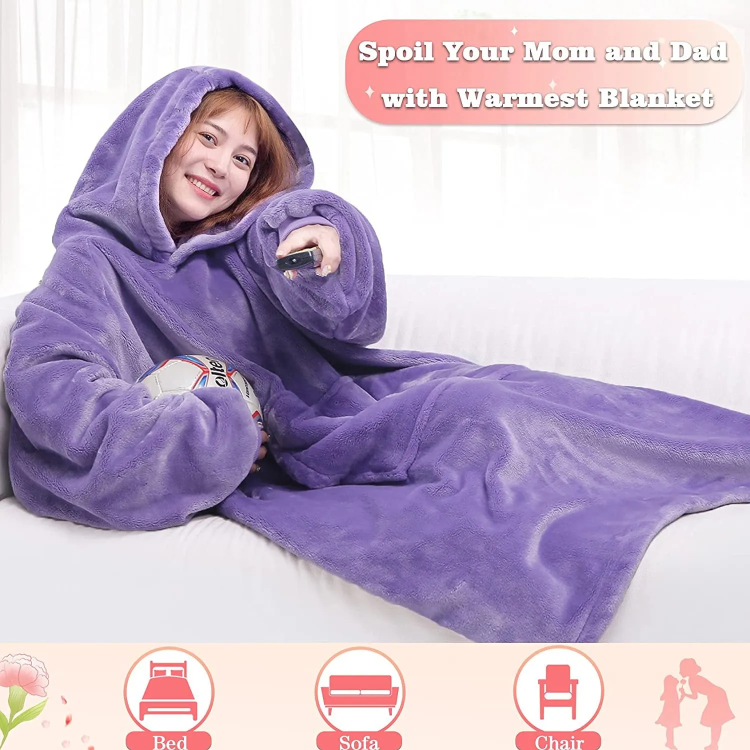 Winter Unisex Hoodie Sweatshirt Warm Pocket Plush Oversized Sweatshirt