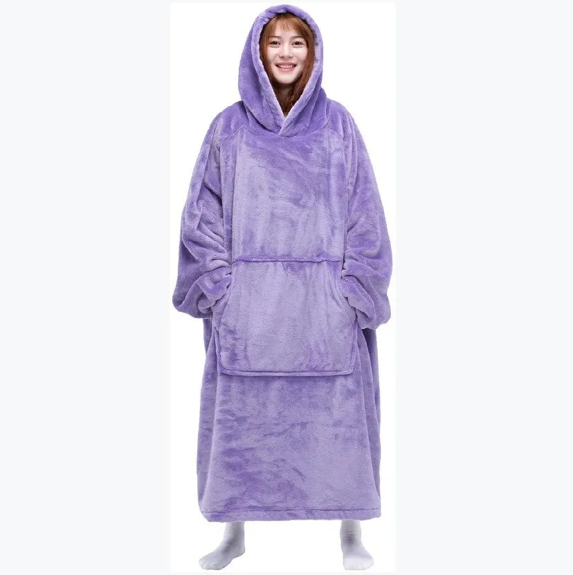 Winter Unisex Hoodie Sweatshirt Warm Pocket Plush Oversized Sweatshirt