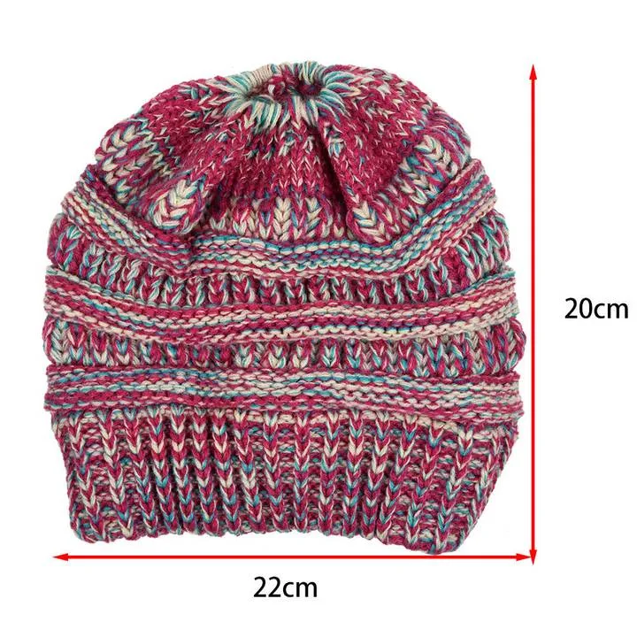 Women Winter Ponytail Hat Warm Soft Knit Cap