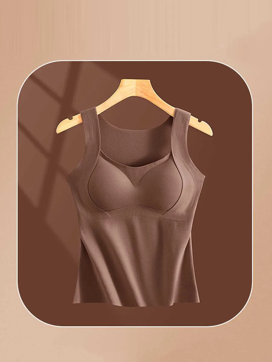 Women Winter Warm With Bra Pad Pure Color Base