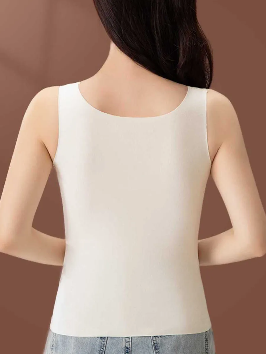 Women Winter Warm With Bra Pad Pure Color Base