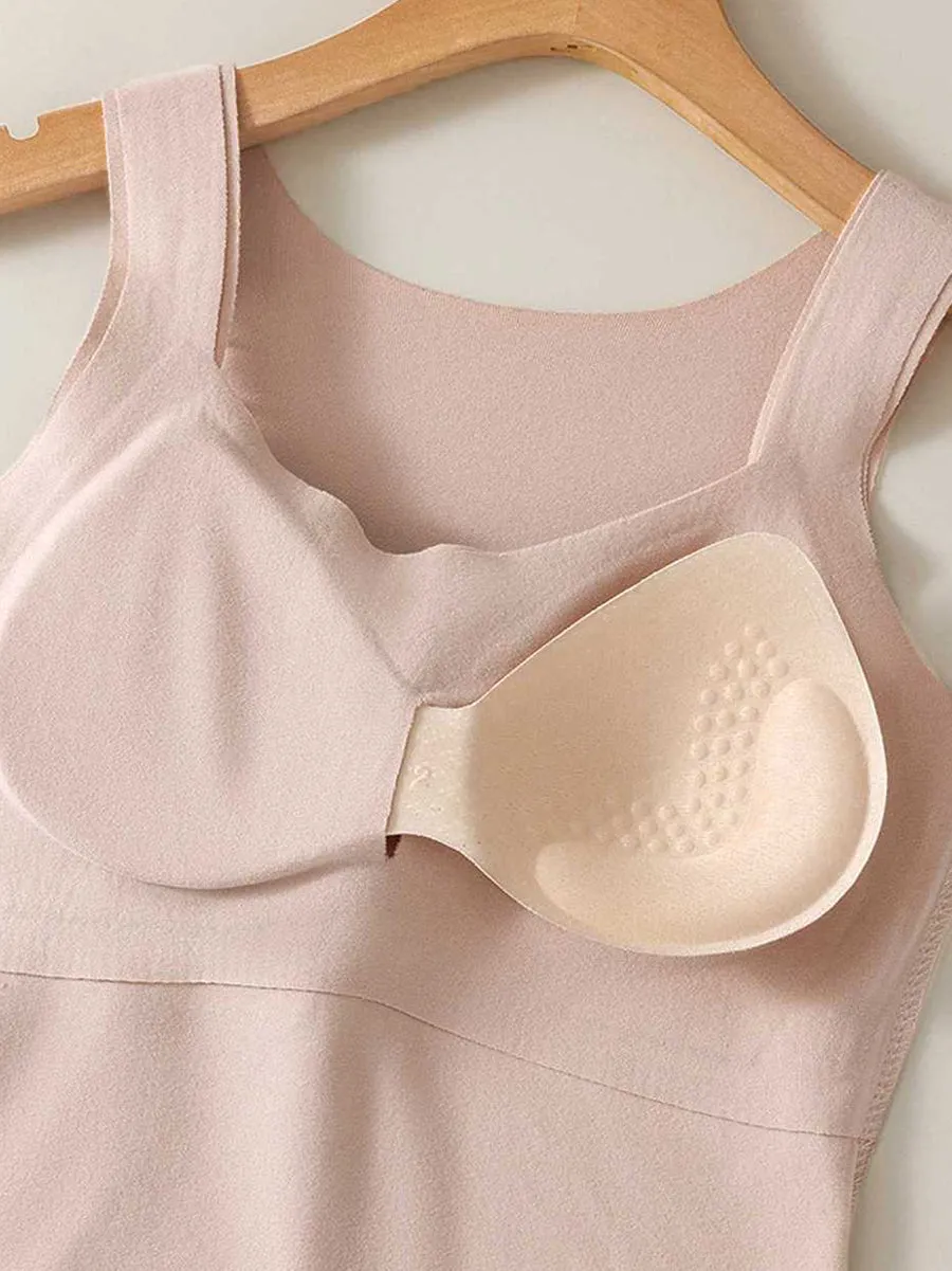 Women Winter Warm With Bra Pad Pure Color Base