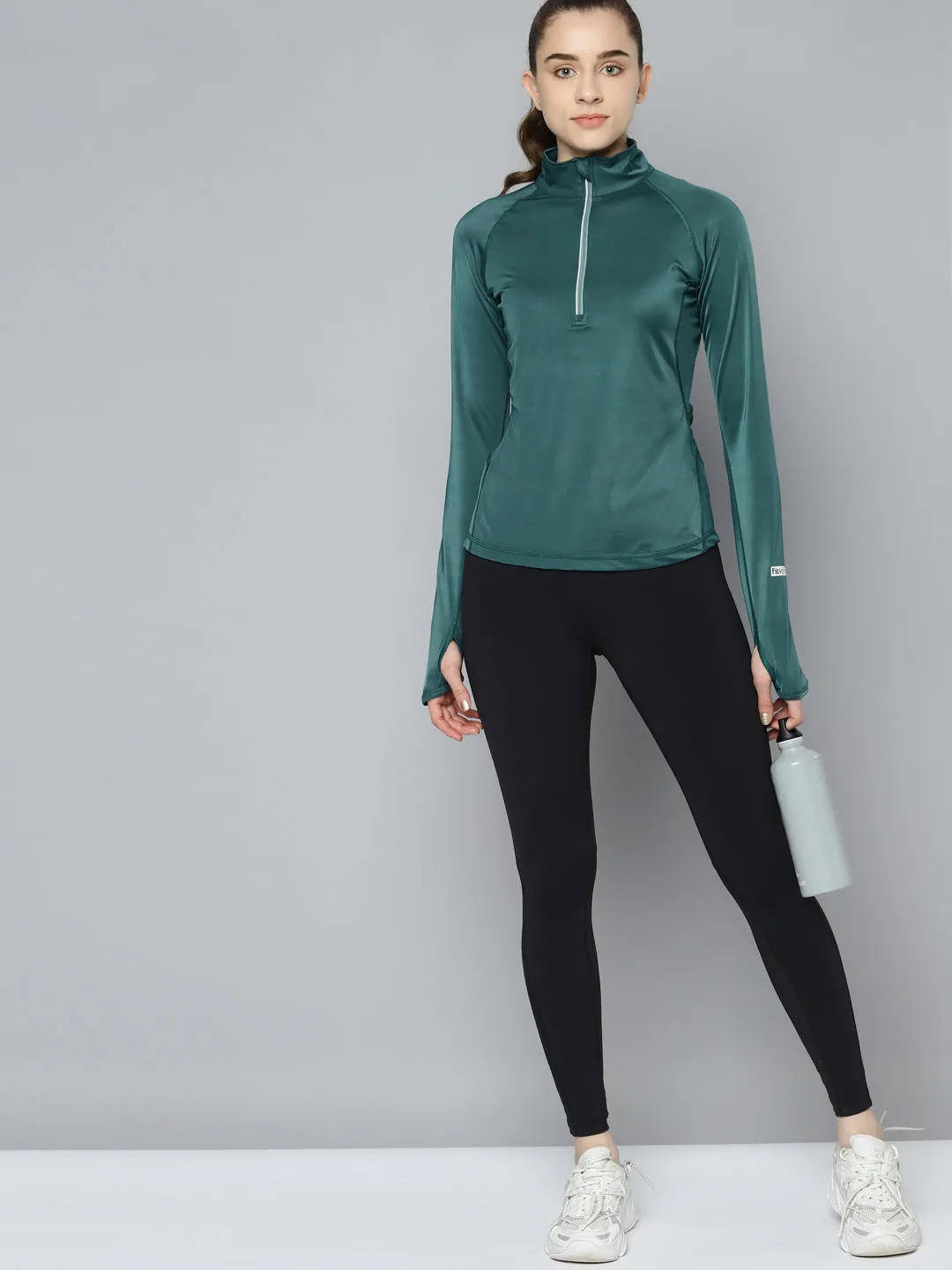 Women's Green Solid Sporty T-shirt
