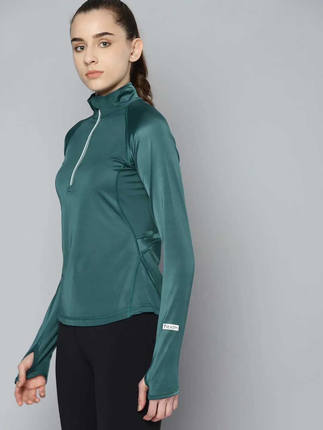 Women's Green Solid Sporty T-shirt