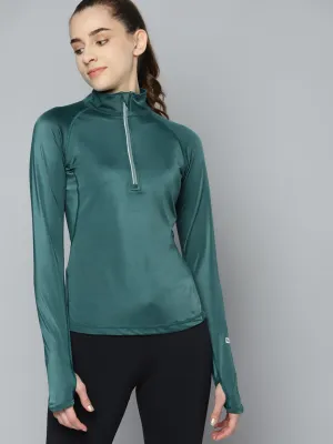 Women's Green Solid Sporty T-shirt