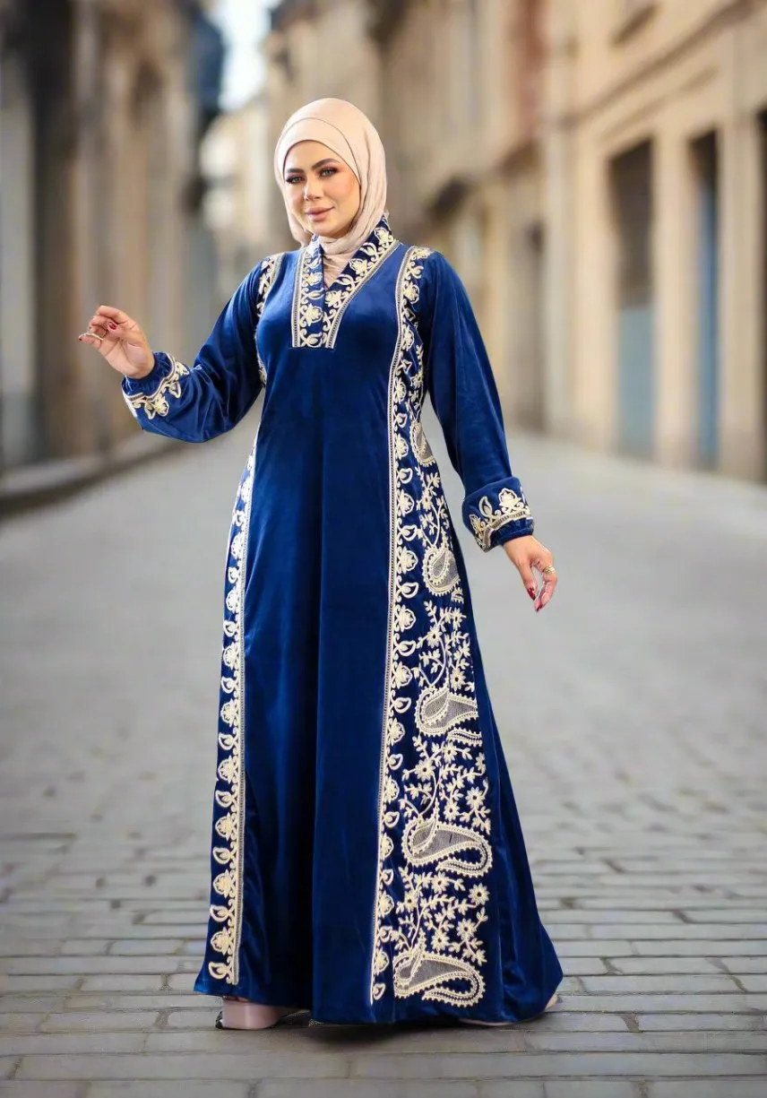 Women's winter velvet abaya