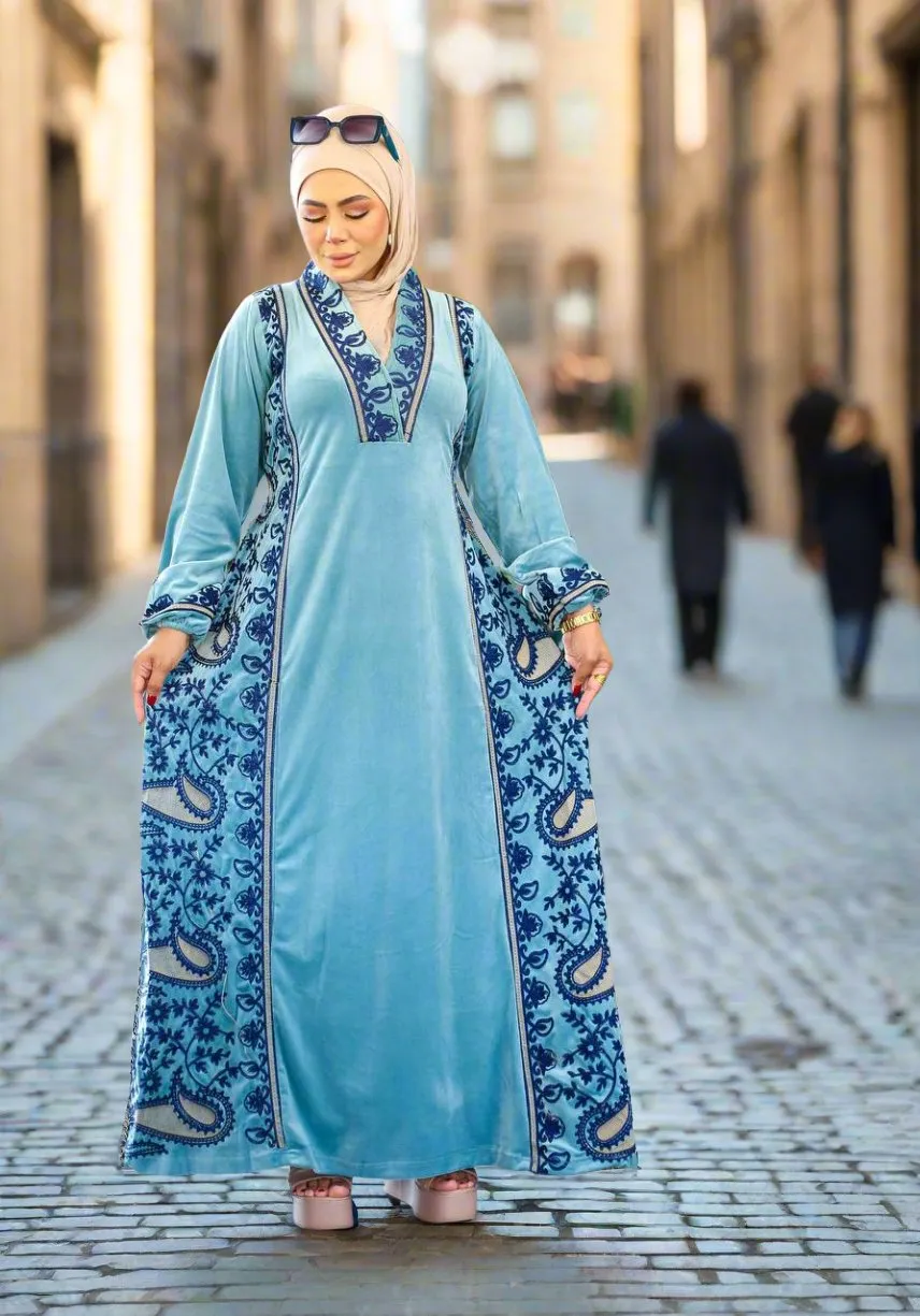 Women's winter velvet abaya
