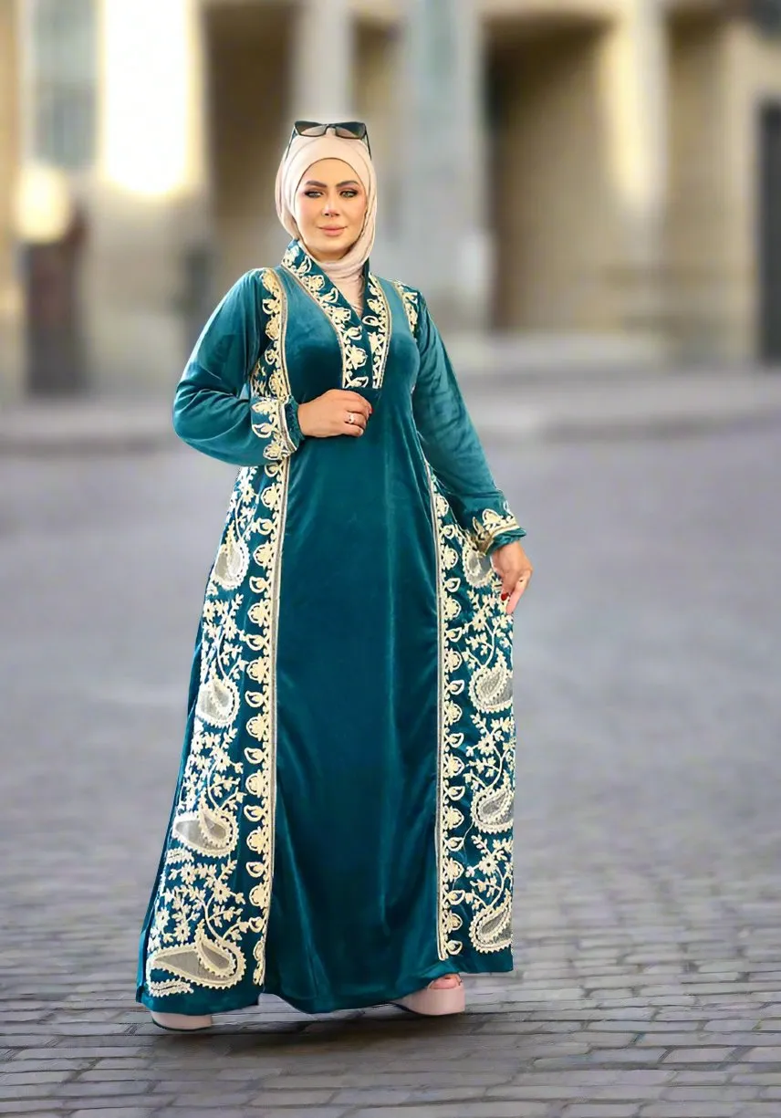 Women's winter velvet abaya