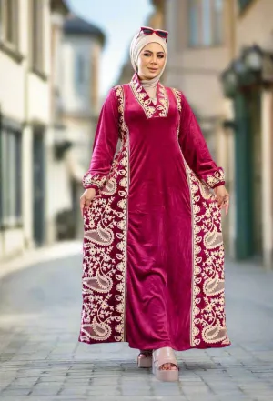 Women's winter velvet abaya