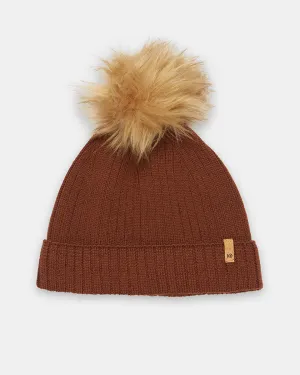 Wool Faux Fur Pom Beanie