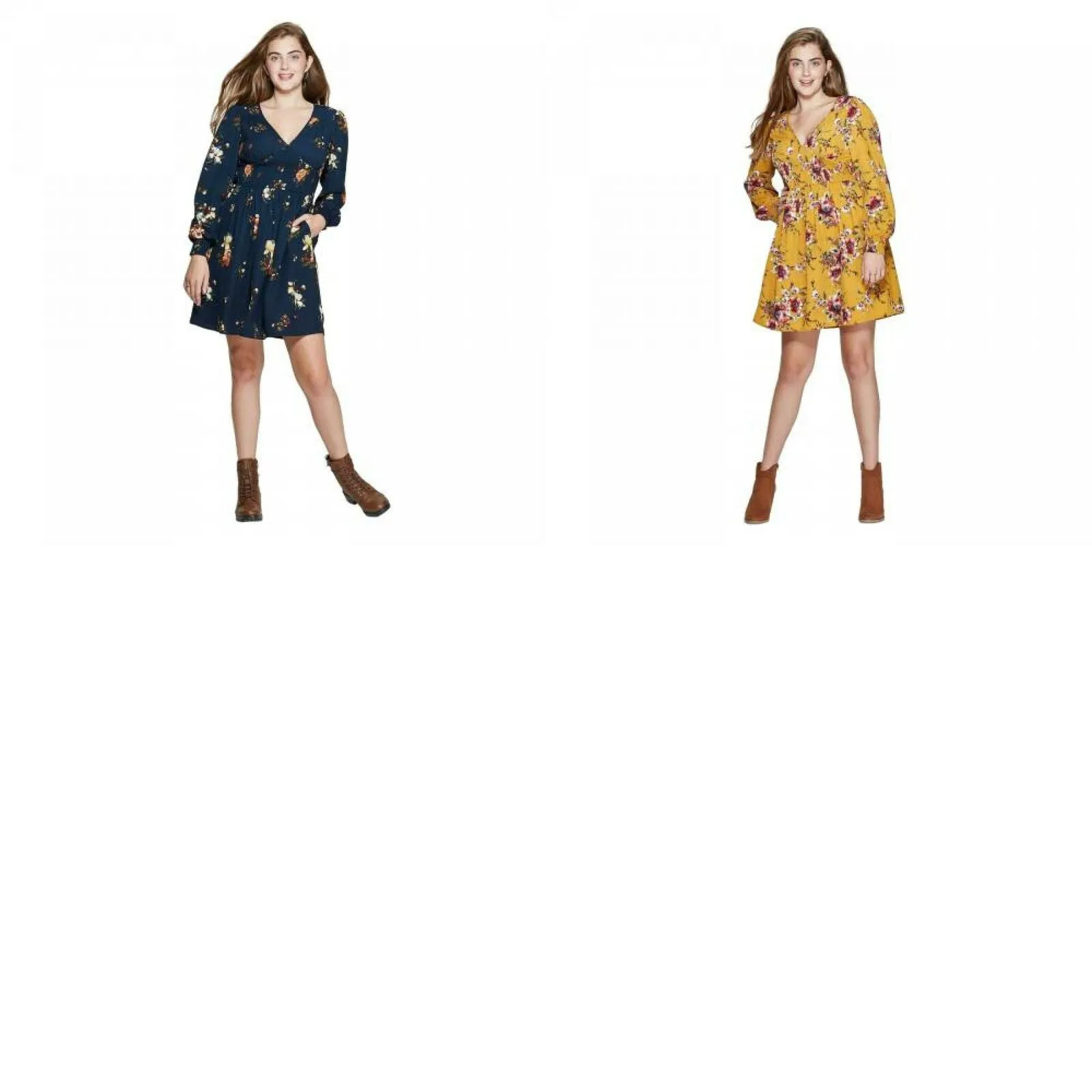 Xhilaration Women's Floral Print V-Neck Smocked Waist Mini Dress