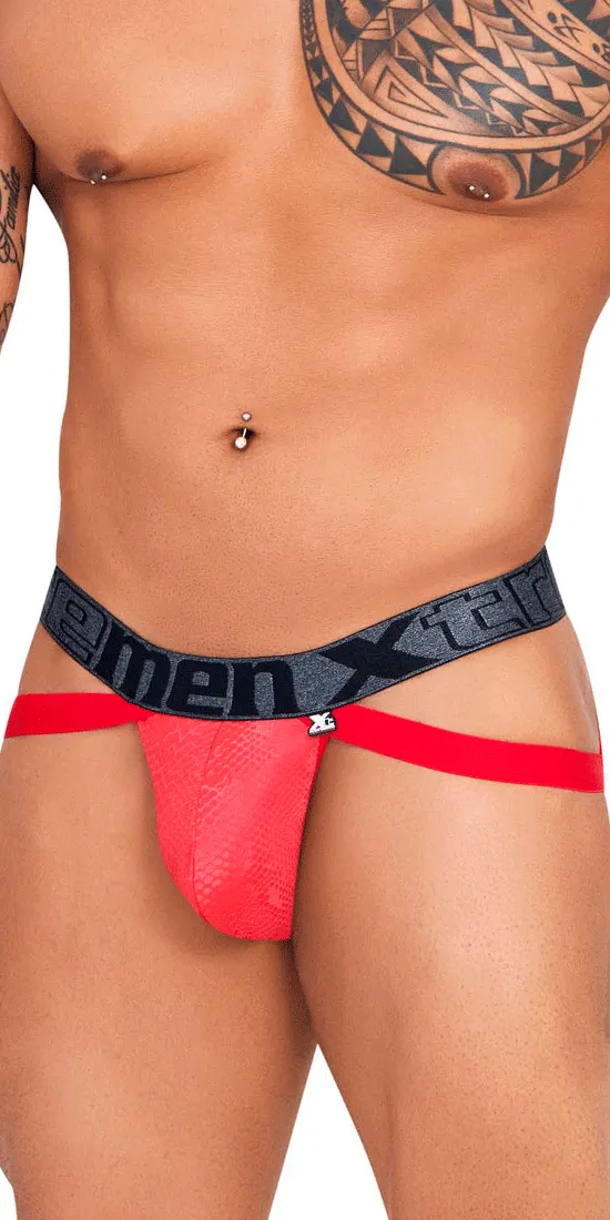 Xtremen 91128 Snake Print Jockstrap Red