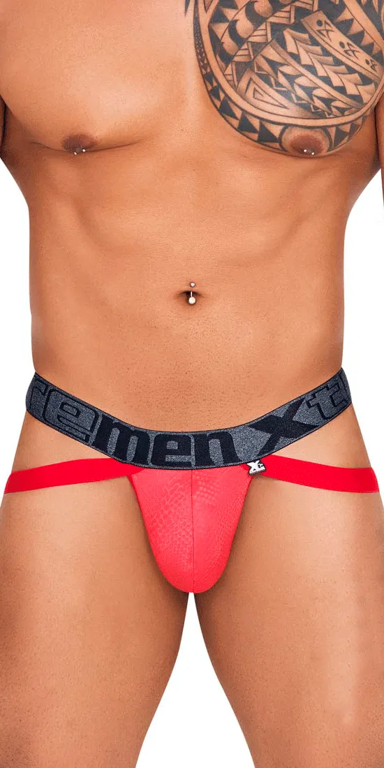 Xtremen 91128 Snake Print Jockstrap Red
