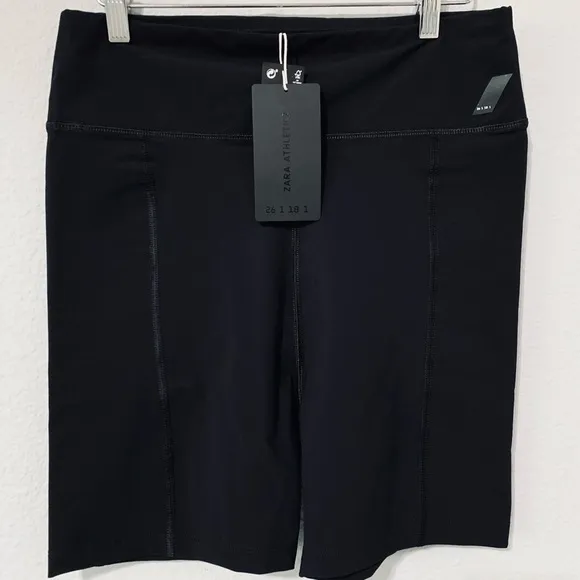 Zara New Women Black Biker Short Size L